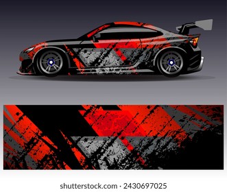 Diseño de envoltura de coche vector.Graphic diseños de fondo de carreras de rayas abstractas para vehículos, rallyes, carreras, aventuras y carreras de coches de librea