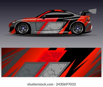 Car wrap design vector.Graphic abstract stripe racing background designs for vehicle, rally, race, adventure and car racing livery