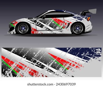 Car wrap design vector.Graphic abstract stripe racing background designs for vehicle, rally, race, adventure and car racing livery