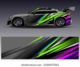 Autoverpackung Design Vektor.Graphic abstrakte Streifen Rennen Hintergrund Designs für Fahrzeug, Rallye, Rennen, Abenteuer und Auto-Rennen Lackierung