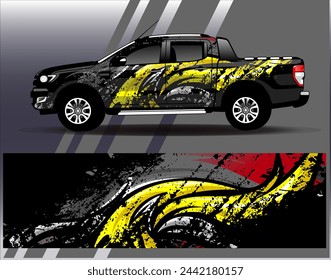 Car wrap design vector.Graphic abstract stripe racing background designs for vehicle, rally, race, adventure and car racing livery
