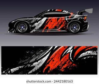 Autoverpackung Design Vektor.Graphic abstrakte Streifen Rennen Hintergrund Designs für Fahrzeug, Rallye, Rennen, Abenteuer und Auto-Rennen Lackierung