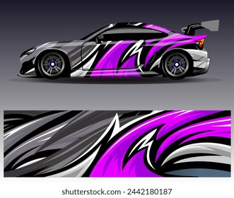 Car wrap design vector.Graphic abstract stripe racing background designs for vehicle, rally, race, adventure and car racing livery