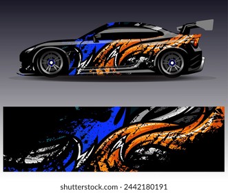 Diseño de envoltura de coche vector.Graphic diseños de fondo de carreras de rayas abstractas para vehículos, rallyes, carreras, aventuras y carreras de coches de librea