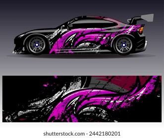 Autoverpackung Design Vektor.Graphic abstrakte Streifen Rennen Hintergrund Designs für Fahrzeug, Rallye, Rennen, Abenteuer und Auto-Rennen Lackierung