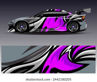 Car wrap design vector.Graphic abstract stripe racing background designs for vehicle, rally, race, adventure and car racing livery