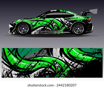 Car wrap design vector.Graphic abstract stripe racing background designs for vehicle, rally, race, adventure and car racing livery
