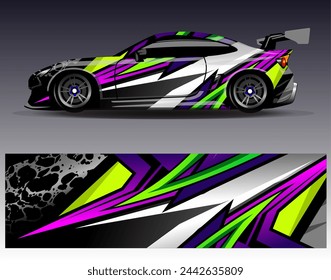 Diseño de envoltura de coche vector.Graphic diseños de fondo de carreras de rayas abstractas para vehículos, rallyes, carreras, aventuras y carreras de coches de librea