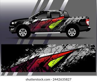 Car wrap design vector.Graphic abstract stripe racing background designs for vehicle, rally, race, adventure and car racing livery