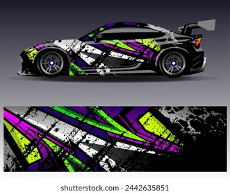 Car wrap design vector.Graphic abstract stripe racing background designs for vehicle, rally, race, adventure and car racing livery