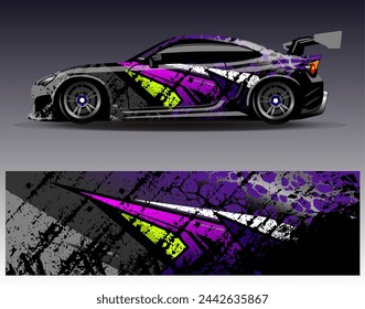 Car wrap design vector.Graphic abstract stripe racing background designs for vehicle, rally, race, adventure and car racing livery