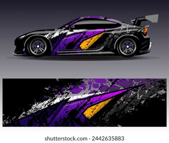 Car wrap design vector.Graphic abstract stripe racing background designs for vehicle, rally, race, adventure and car racing livery