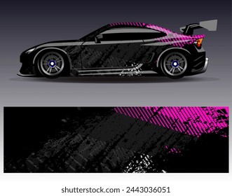 Car wrap design vector.Graphic abstract stripe racing background designs for vehicle, rally, race, adventure and car racing livery