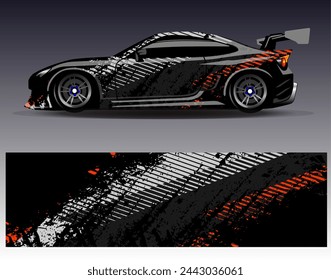 Car wrap design vector.Graphic abstract stripe racing background designs for vehicle, rally, race, adventure and car racing livery