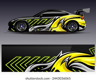 Car wrap design vector.Graphic abstract stripe racing background designs for vehicle, rally, race, adventure and car racing livery