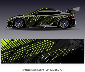 Car wrap design vector.Graphic abstract stripe racing background designs for vehicle, rally, race, adventure and car racing livery