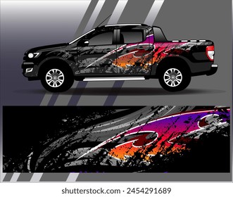 Car wrap design vector.Graphic abstract stripe racing background designs for vehicle, rally, race, adventure and car racing livery