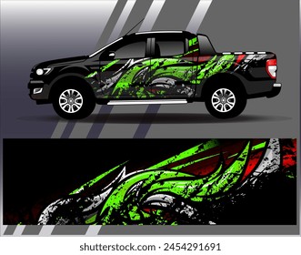 Autoverpackung Design Vektorgrafik.Graphic abstrakte Streifen Rennen Hintergrund Designs für Fahrzeug, Rallye, Rennen, Abenteuer und Auto-Rennen Lackierung