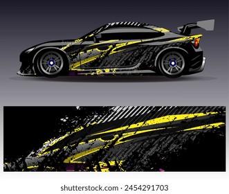 Car wrap design vector.Graphic abstract stripe racing background designs for vehicle, rally, race, adventure and car racing livery
