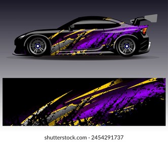 Car wrap design vector.Graphic abstract stripe racing background designs for vehicle, rally, race, adventure and car racing livery