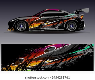 Diseño de envoltura de coches Vector.Graphic diseños de fondo de carreras de rayas abstractas para vehículos, rallyes, carreras, aventuras y carreras de coches livery