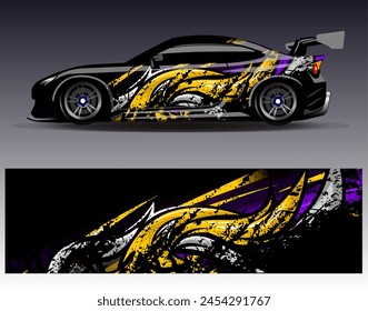 Car wrap design vector.Graphic abstract stripe racing background designs for vehicle, rally, race, adventure and car racing livery