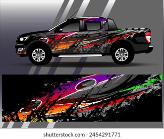 Diseño de envoltura de coches Vector.Graphic diseños de fondo de carreras de rayas abstractas para vehículos, rallyes, carreras, aventuras y carreras de coches livery