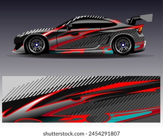 Diseño de envoltura de coches Vector.Graphic diseños de fondo de carreras de rayas abstractas para vehículos, rallyes, carreras, aventuras y carreras de coches livery