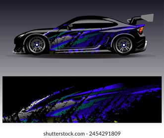 Car wrap design vector.Graphic abstract stripe racing background designs for vehicle, rally, race, adventure and car racing livery