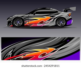 Diseño de envoltura de coches Vector.Graphic diseños de fondo de carreras de rayas abstractas para vehículos, rallyes, carreras, aventuras y carreras de coches livery