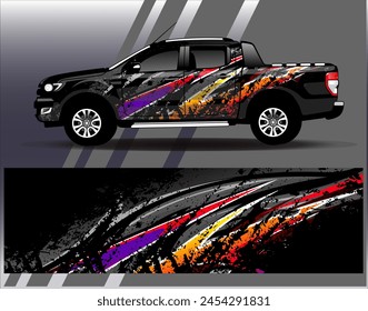 Diseño de envoltura de coches Vector.Graphic diseños de fondo de carreras de rayas abstractas para vehículos, rallyes, carreras, aventuras y carreras de coches livery