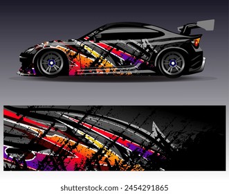 Car wrap design vector.Graphic abstract stripe racing background designs for vehicle, rally, race, adventure and car racing livery