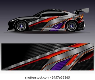 Diseño de envoltura de coches Vector.Graphic diseños de fondo de carreras de rayas abstractas para vehículos, rallyes, carreras, aventuras y carreras de coches livery