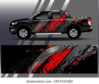 Car wrap design vector.Graphic abstract stripe racing background designs for vehicle, rally, race, adventure and car racing livery