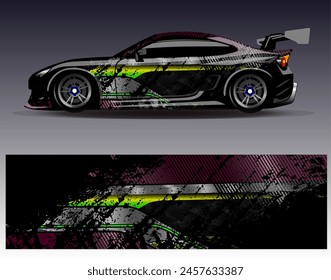 Diseño de envoltura de coches Vector.Graphic diseños de fondo de carreras de rayas abstractas para vehículos, rallyes, carreras, aventuras y carreras de coches livery