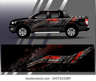 Car wrap design vector.Graphic abstract stripe racing background designs for vehicle, rally, race, adventure and car racing livery