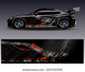 Diseño de envoltura de coches Vector.Graphic diseños de fondo de carreras de rayas abstractas para vehículos, rallyes, carreras, aventuras y carreras de coches livery
