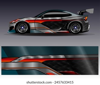 Diseño de envoltura de coches Vector.Graphic diseños de fondo de carreras de rayas abstractas para vehículos, rallyes, carreras, aventuras y carreras de coches livery