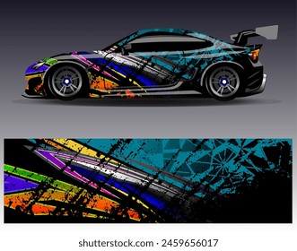 Diseño de envoltura de coches Vector.Graphic diseños de fondo de carreras de rayas abstractas para vehículos, rallyes, carreras, aventuras y carreras de coches livery