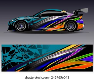 Diseño de envoltura de coches Vector.Graphic diseños de fondo de carreras de rayas abstractas para vehículos, rallyes, carreras, aventuras y carreras de coches livery
