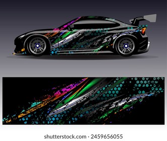 Diseño de envoltura de coches Vector.Graphic diseños de fondo de carreras de rayas abstractas para vehículos, rallyes, carreras, aventuras y carreras de coches livery