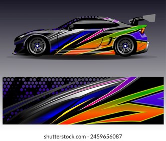 Car wrap design vector.Graphic abstract stripe racing background designs for vehicle, rally, race, adventure and car racing livery