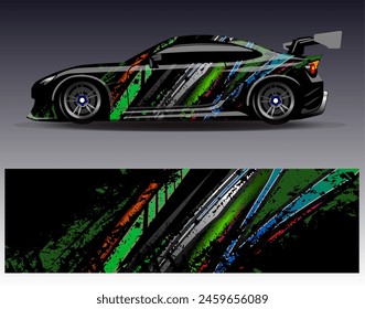 Autoverpackung Design Vektorgrafik.Graphic abstrakte Streifen Rennen Hintergrund Designs für Fahrzeug, Rallye, Rennen, Abenteuer und Auto-Rennen Lackierung
