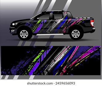 Diseño de envoltura de coches Vector.Graphic diseños de fondo de carreras de rayas abstractas para vehículos, rallyes, carreras, aventuras y carreras de coches livery