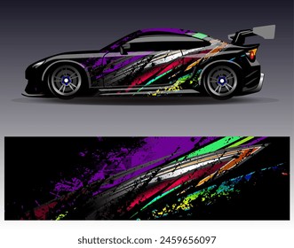 Diseño de envoltura de coches Vector.Graphic diseños de fondo de carreras de rayas abstractas para vehículos, rallyes, carreras, aventuras y carreras de coches livery