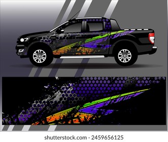 Diseño de envoltura de coches Vector.Graphic diseños de fondo de carreras de rayas abstractas para vehículos, rallyes, carreras, aventuras y carreras de coches livery