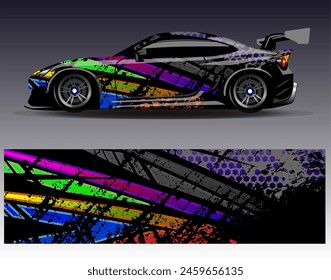Car wrap design vector.Graphic abstract stripe racing background designs for vehicle, rally, race, adventure and car racing livery