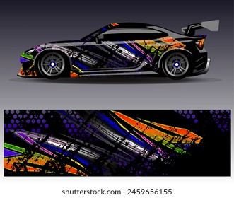 Diseño de envoltura de coches Vector.Graphic diseños de fondo de carreras de rayas abstractas para vehículos, rallyes, carreras, aventuras y carreras de coches livery
