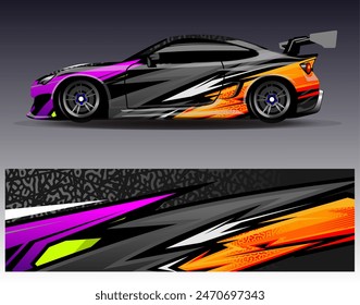 Diseño de envoltura de coches Vector.Graphic diseños de fondo de carreras de rayas abstractas para vehículos, rallyes, carreras, aventuras y carreras de coches livery	