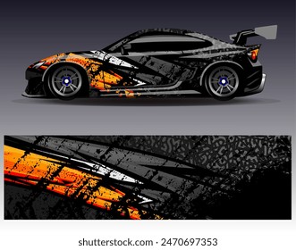 Car wrap design vector.Graphic abstract stripe racing background designs for vehicle, rally, race, adventure and car racing livery	